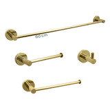 Kit Suporte Banheiro Dourado Gold Polido Inox 304 Acessorios