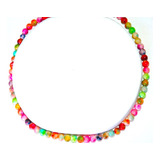 Set: Collar Pulsera Y Aretes Jade  Multicolor  Power 6 Mm