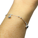 Pulsera De Plata Italiana 925 Con Corazones