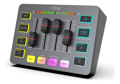 Mezcladora Ampligame Fifine Sc3 2 Salidas/3 Entradas/usb-c/4