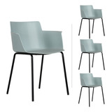 Set 4 Sillas Comedor Mundo In Potenza Minimalista Hogar Color De La Estructura De La Silla Metal Color Del Asiento Turquesa