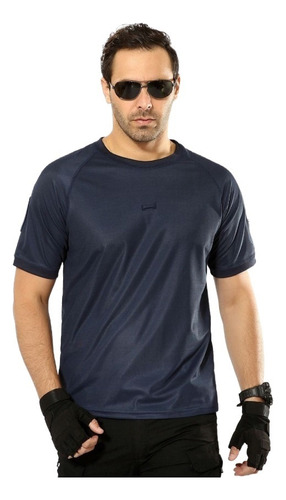 Camiseta Militar Secado Rápido Sólida Con Cuello Redondo C