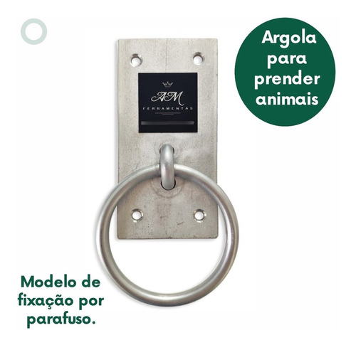 Argola Aço Inox Suporte Parede Com Parafuso Para Baia Cavalo