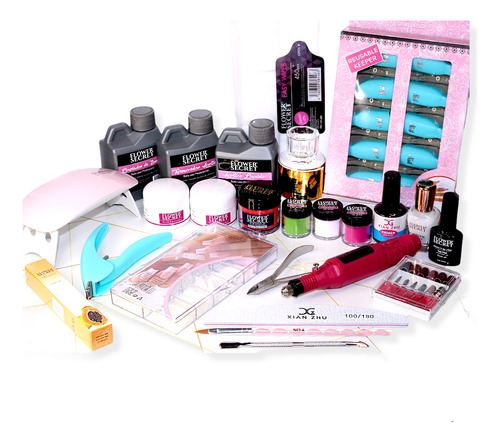 Kit Para Uñas Acrilicas Super + Torno Eléctrico 