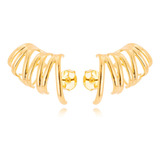 Brinco Ear Cuff Zig Zag Liso Médio Semijoia Banho Ouro 18k