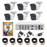 Kit Video Vigilancia 6 Cámaras Hd 1080p / 2mp 2 Tb