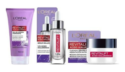 Kit L'oréal Paris Ácido Hialurónico Gel + Crema Día + Sérum