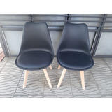 2 Sillas Tipo Eames Negras Asiento Almohadilla Oferta