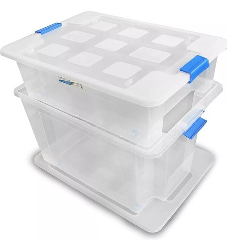 Caja Yazmin Transparente 55 Litros Apilable 2 Piezas