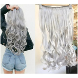 Promo! Extensiones De Cabello Gris Plata Semi Ondulado