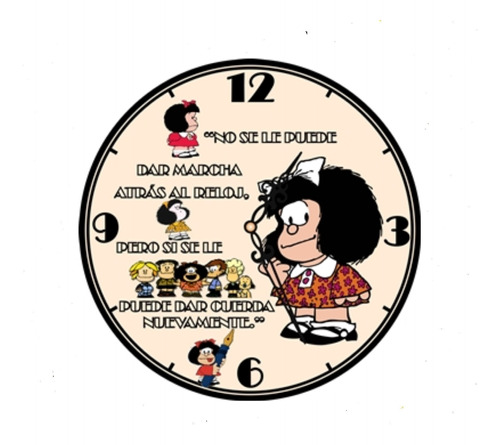 Reloj De Pared 29 Cm Mafalda Regalo Ideal Decoración Vintage