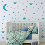 Vinil Decorativo Habitación De Bebé Luna Estrellas 