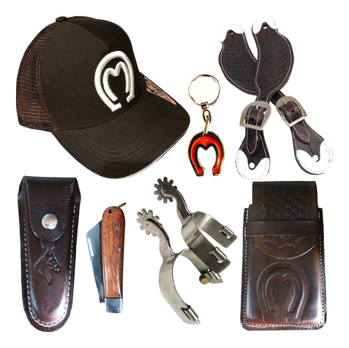 Kit Para Cavalgada Completo Acessórios Country Couro E Inox