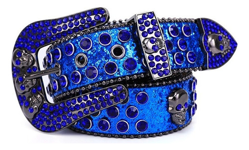 Cinturón De Diamantes Imitación Cintura Punk De Moda Cráneo