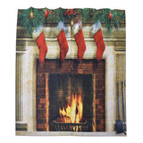 Cortinas De Natal Uk Plug De 150* 166 Cm Com Estampa De Desi