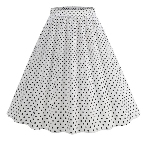 Falda N Para Mujer Con Cintura Elástica Y Lunares