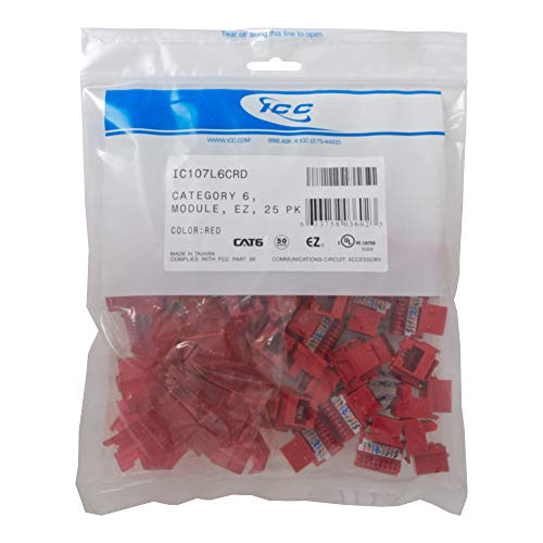 Jack Keystone Cat6 Rj45 Estilo Ez®, Rojo, Paquete De 2...