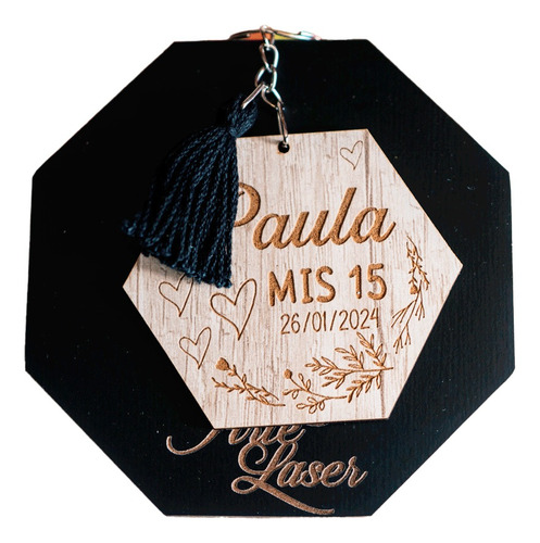 40 Llaveros 15 Años Madera Personalizado Con Borla A Color