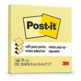 Bloco Post-it Refil Pop Up 76x76 Amarelo C/ 1 Bloco 100fls