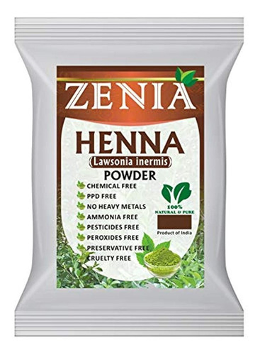 Tinte Para El Cabello Zenia Pure Natural Henna Powder