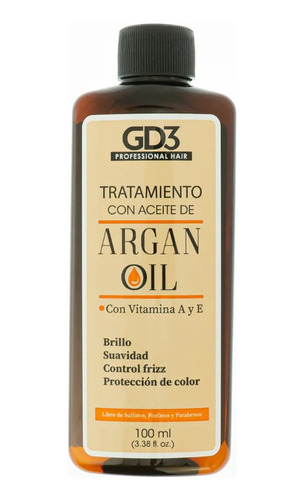 Aceite De Argan Tratamiento Para Cabello Gd3 Antifrizz 100ml