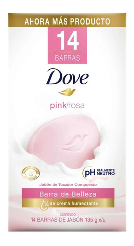 Jabón En Barra Dove Pink 14 Pzas De 135 G C/u