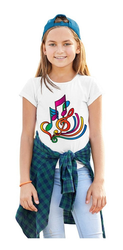 Playera Por Mayoreo Blanca De Niño Estampado Logo Musical 