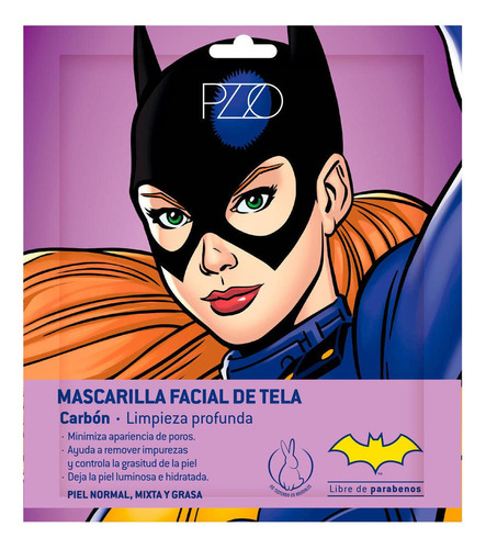 Mascarilla Facial De Tela Batgirl Carbón Petrizzio Piel Normal, Mixta Y Grasa