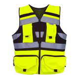 Chaleco Geologo Minero Amarillo Fluor Cinta Reflectante 360°