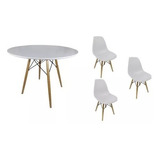 Mesa Redonda Jantar 90cm Eiffel Charles Eames Com 3 Cadeiras