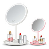 Espejo Con Luz Led Maquillaje Plegable Redondo Recargable