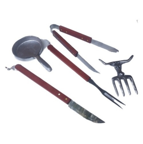 Kit Parrilla Asado Juego Provo Tenedor Cuchilla Garra Pinza