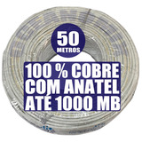 Cabo Rede E Cftv Cat5e Rj45 Branco Rolo 50m Internet Net