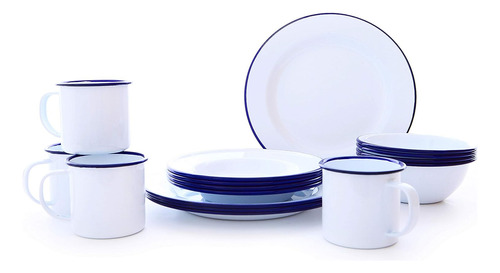 Set De Vajilla Platos Porcelana Blanco Vintage 16 Pz Blanco