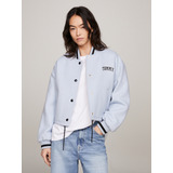 Chaqueta Bomber Acolchada Cropped Celeste Tommy Jeans