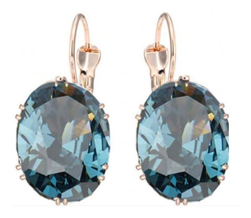 Aros Cristal Azul Circonita Mujer + Bolsa Regalo Joyas