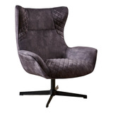 Sillón Poltrona Jupiter Para Living Tapizado Velvet Gris Color Gris Oscuro