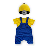 Roupa Bebe Body Minion Jardineira Temática Fantasia Criança