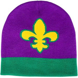 Gorro Tejido Mardi Gras Fleur De Lis, Uno Por Pedido