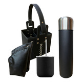 Set Matero Juego De Mate Termo Negro Mate Bolsas Canasta