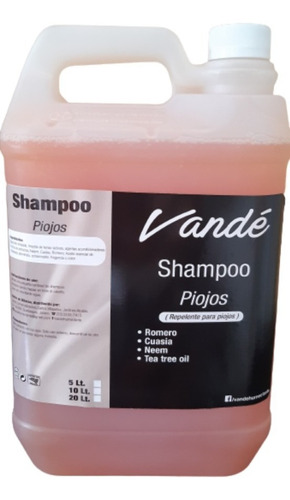 Shampoo Piojos Con Romero, Cuasia, Neem, Tea Tree Oil 20 Lts