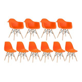 Kit Cadeiras Eames Wood 4 Daw E 6 Dsw  Varias Cores Cor Da Estrutura Da Cadeira Laranja