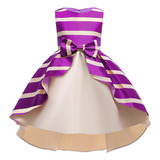 Vestido De Princesa Decorativo A Rayas Para Niñas, Vestido D