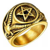 Anillos Baphomet Goat Para Hombre, Símbolo De Lucifer Y Sata