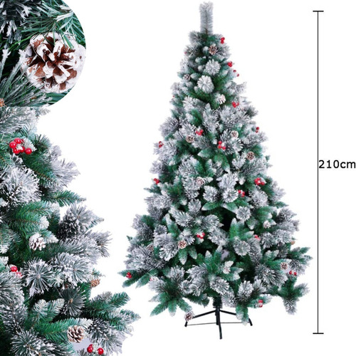 Arbol De Navidad Efecto Nieve 210cm 938 Ramas Pinos Y Cerezo