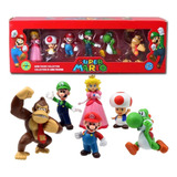 Mario Bros Coleção Action Figure 6 Bonecos Caixa Brinquedo