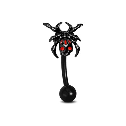 Anillo De Ceja De Araña Negra Para Mujeres Y Hombres, 16 G, 