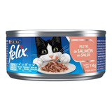 Alimento Felix Filetes Para Gato Adulto Sabor Salmón Y Salsa En Lata De 156g