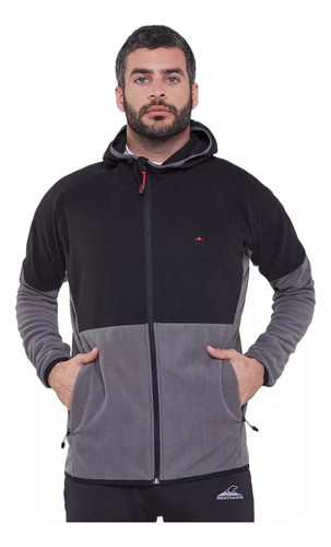 Campera Montagne  Field Negro Hombre Micropolar Capucha