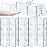 Yulejo 30 Cajas De Acrílico Transparente Con Tapa, Cubo Cuad